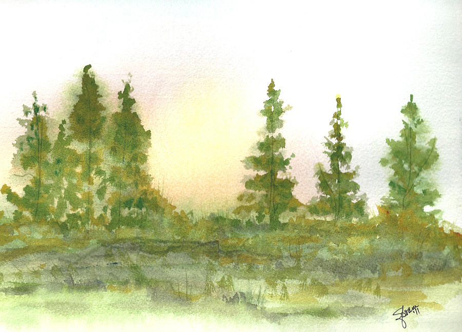 Sun Rise in the Forest Painting by Elise Boam