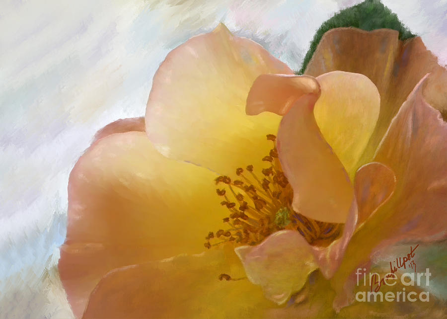 Single Rose Painting - Sun Rise Rose by Bon and Jim Fillpot