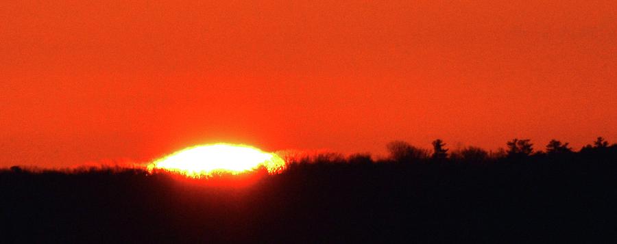 Sun Rising Behind Distant Trees  Photograph by Lyle Crump