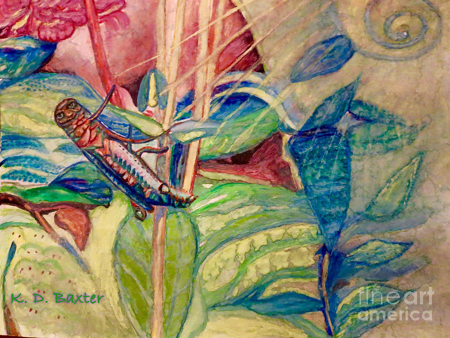 Sun Salutations to a Grasshopper  Painting by Kimberlee Baxter