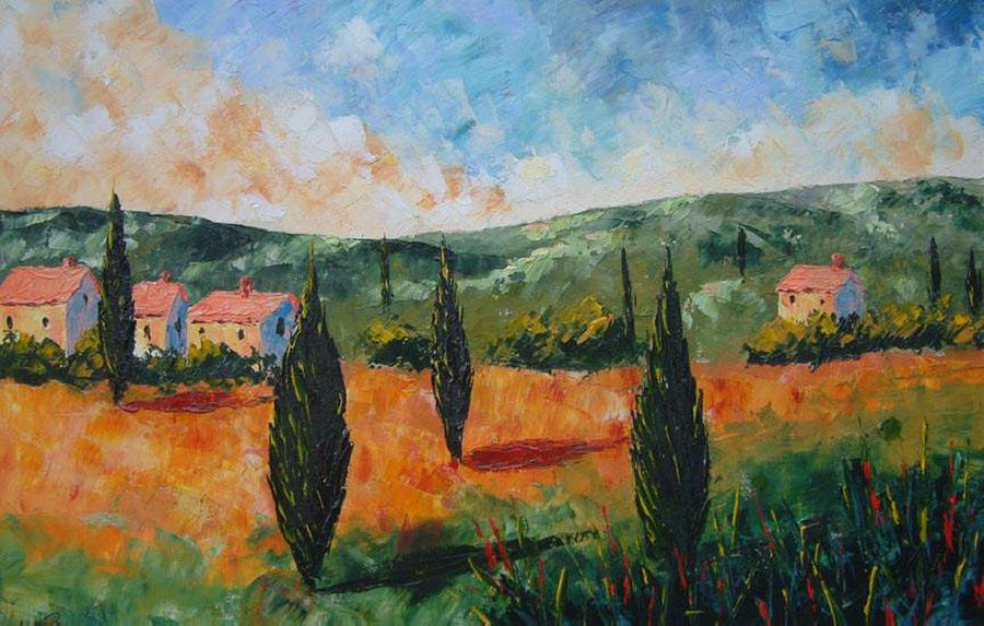 Sun set in Provence Painting by Frederic Payet