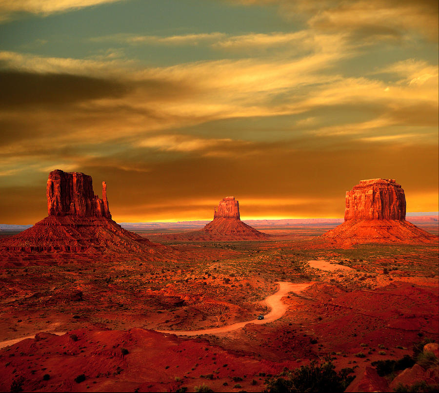 Sun sets over Monument Valley Utah USA Photograph by Kishore Jothady ...