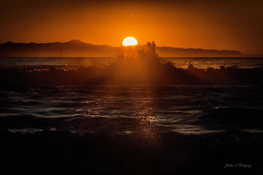 Sun Setting Behind Santa Cruz Island Photograph by John A Rodriguez