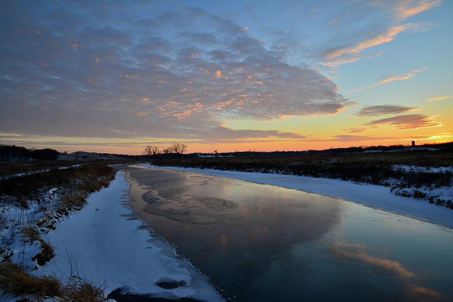 Sun Setting in Winter in Glacial Park Photograph by Ray Mathis