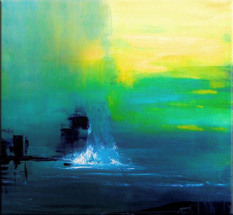 Sun Setting On Rainy Harbor By Lisa Kaiser Painting by Lisa Kaiser