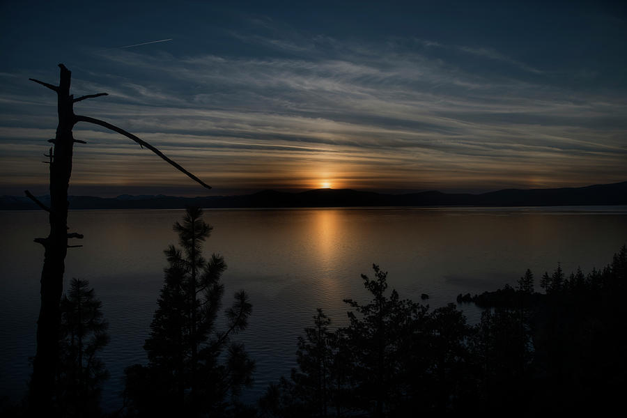 Sun setting over Lake Tahoe Photograph by Dan Friend