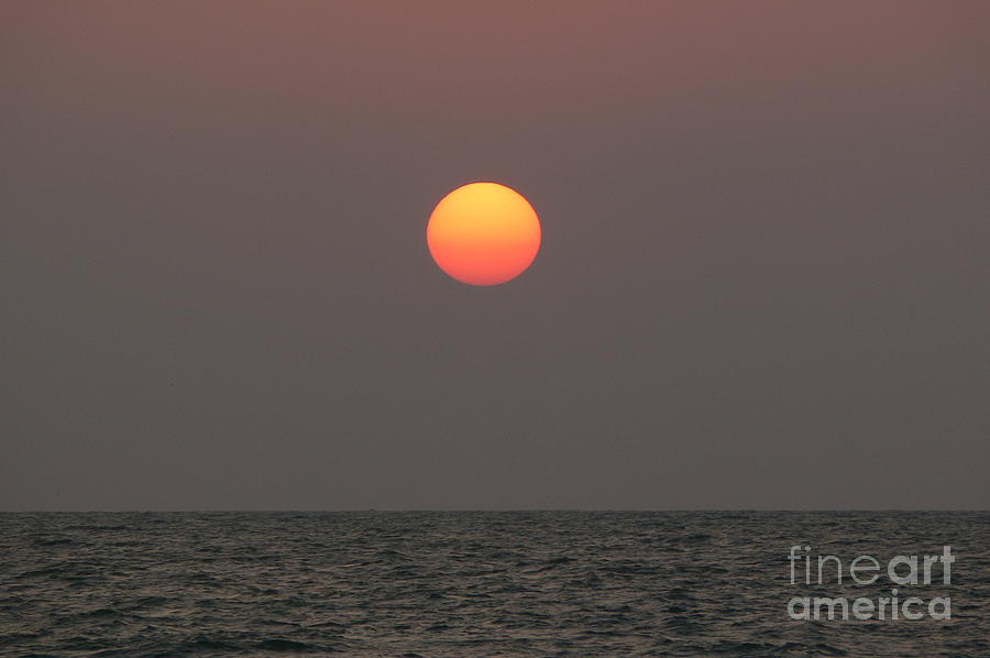 Sun setting over the Arabian Sea 3 Photograph by Padamvir Singh