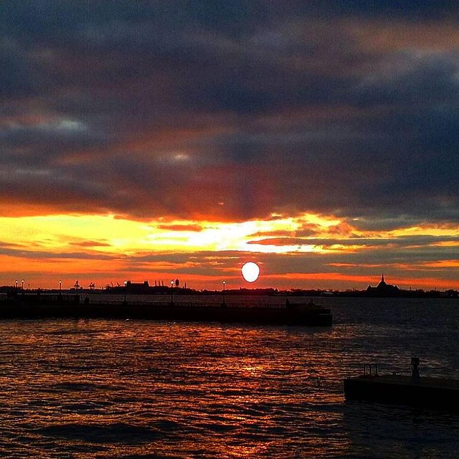 Sunset Photograph - Sun Setting Over The Bay #newyorkcity by Christopher M Moll