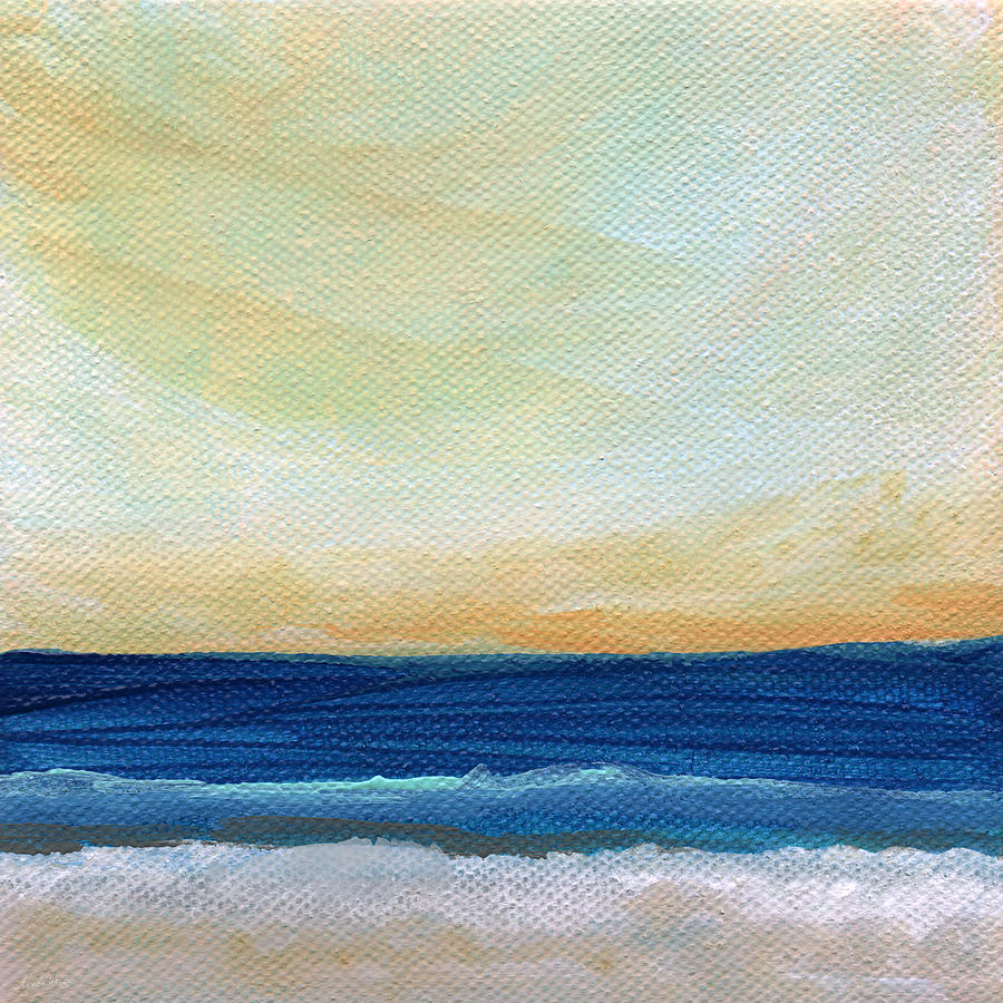 Sunset Mixed Media - Sun Swept Coast- abstract seascape by Linda Woods