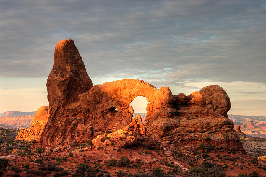 Arches National Park Photograph - Sun Touch on Turret Arch by Jeff Clay