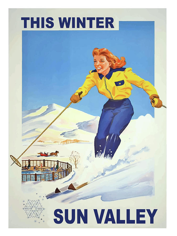 Sun Valley, skiing woman Painting by Long Shot