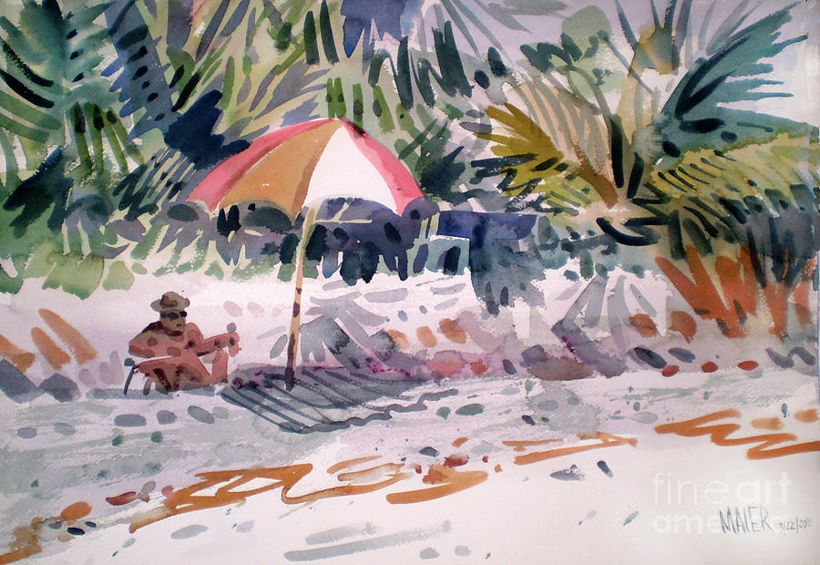 Beach Painting - Sunbather by Donald Maier