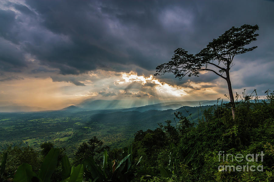 Nature Photograph - Sunbeam befor rainny by Tosporn Preede