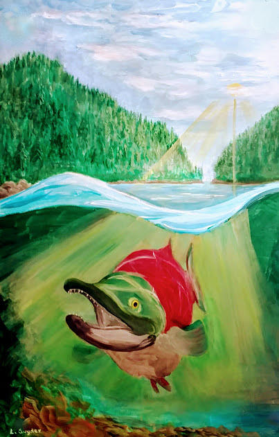 Salmon Painting - Sunbeam Sockeye by Liz Snyder