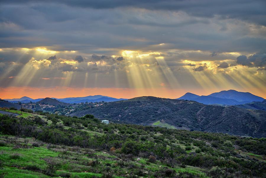 Sunbeams Over Moorpark Hills Photograph by Lynn Bauer