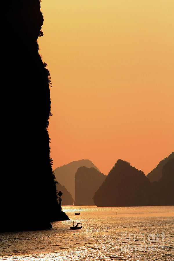 Sunburst Colors Ha Long Bay Exotic Vietnam  Photograph by Chuck Kuhn