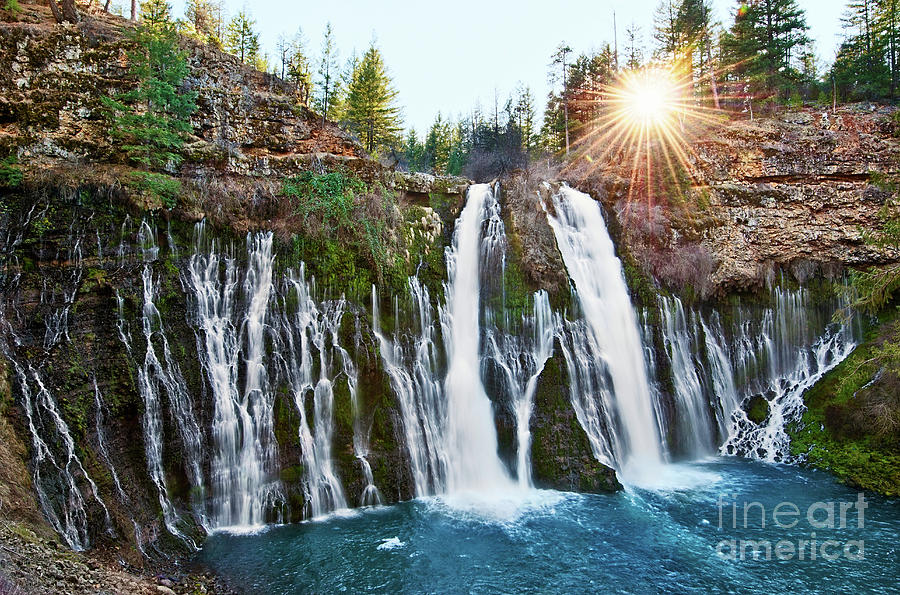 Waterfall Photograph - Sunburst Falls - Burney Falls is one of the most beautiful waterfalls in California by Jamie Pham