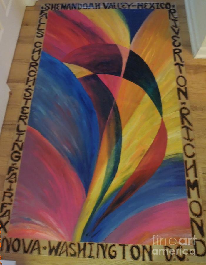 Sunburst Floorcloth Painting By Judith Espinoza