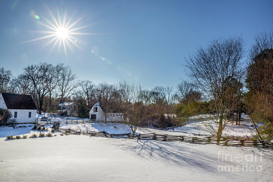 Sunburst on Winter Scene Photograph by Karen Jorstad