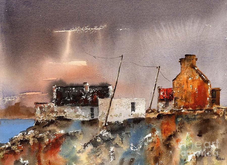 Val Byrne Painting - Sunburst over Dugort, Achill by Val Byrne
