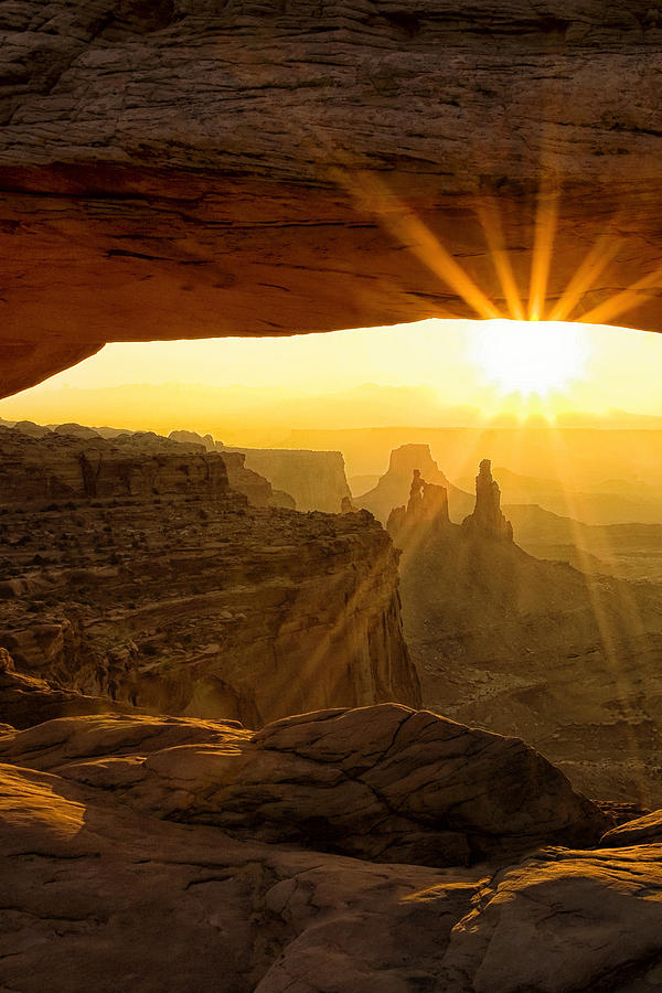 Sunburst through Mesa Arch Photograph by Andrew Soundarajan