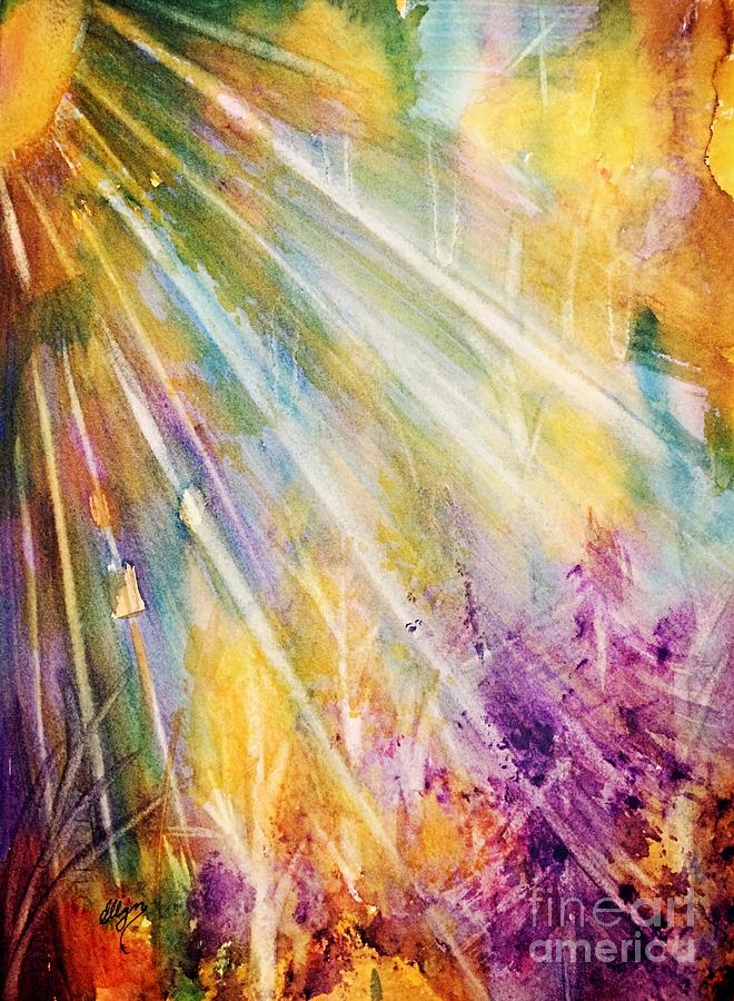 Radiant Sunburst Abstract Painting by Ellen Levinson