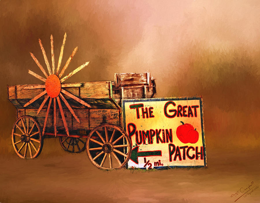 Sign Photograph - SunCart And Pumpkin Patch Sign by Theresa Campbell