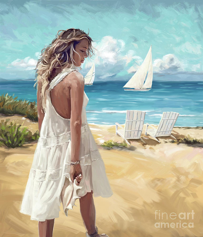 Sunday afternoon at the beach Painting by Tim Gilliland