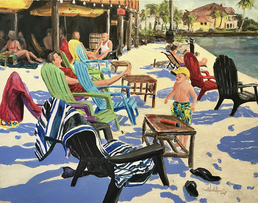 Sunday at the Yacht Club Painting by Alan Lakin