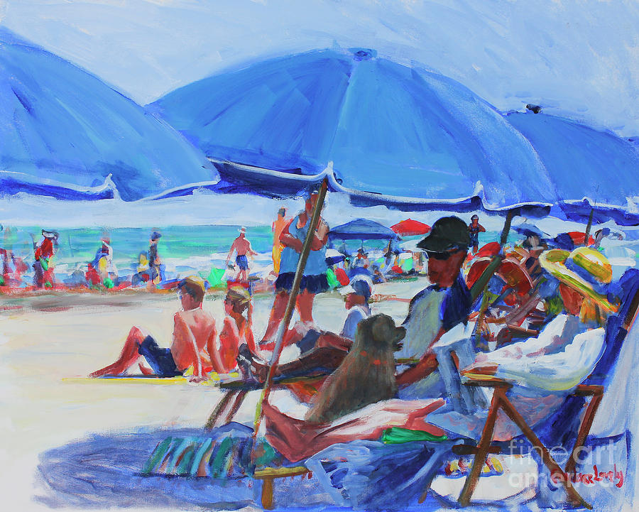 Sunday Beach Blues Painting by Candace Lovely