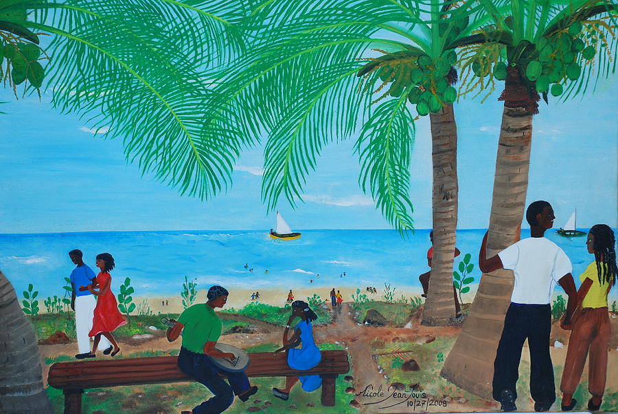 Transportation Painting - Sunday By The Beach by Nicole Jean-Louis