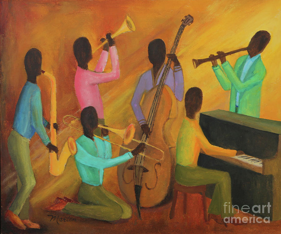Music Painting - Sunday kind of Jazz by Larry Martin