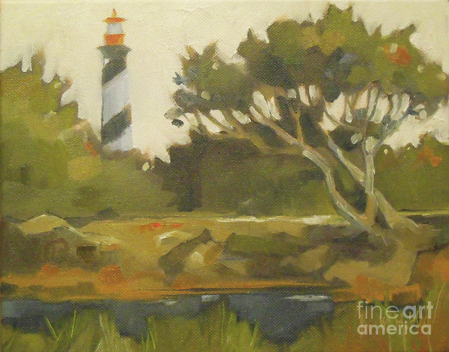 Sunday Lighthouse Painting by Mary Hubley