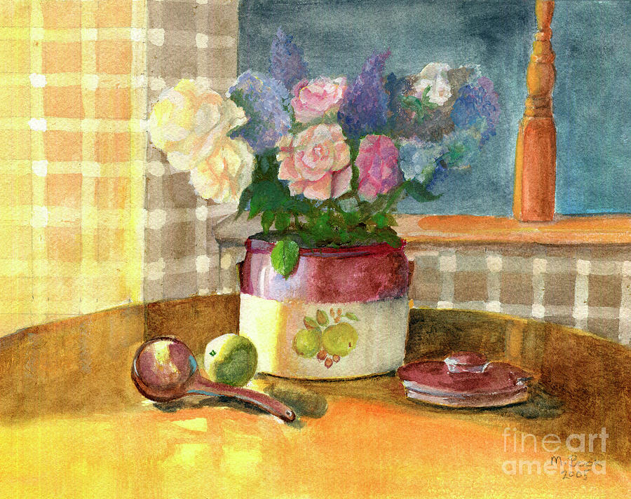 Sunday Morning and Roses-Watercolor Painting by Marlene Book