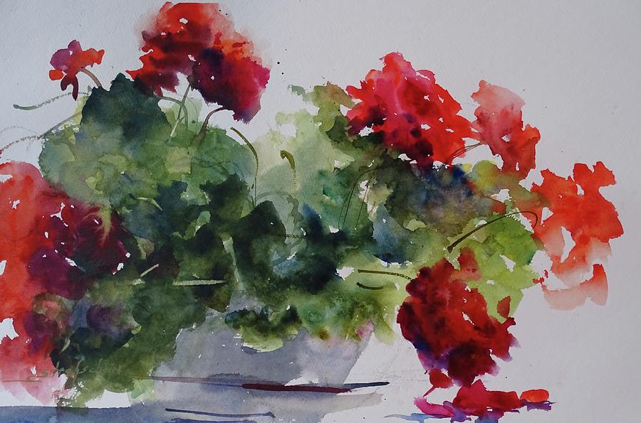 Sunday Morning Geraniums Painting by Sandra Strohschein