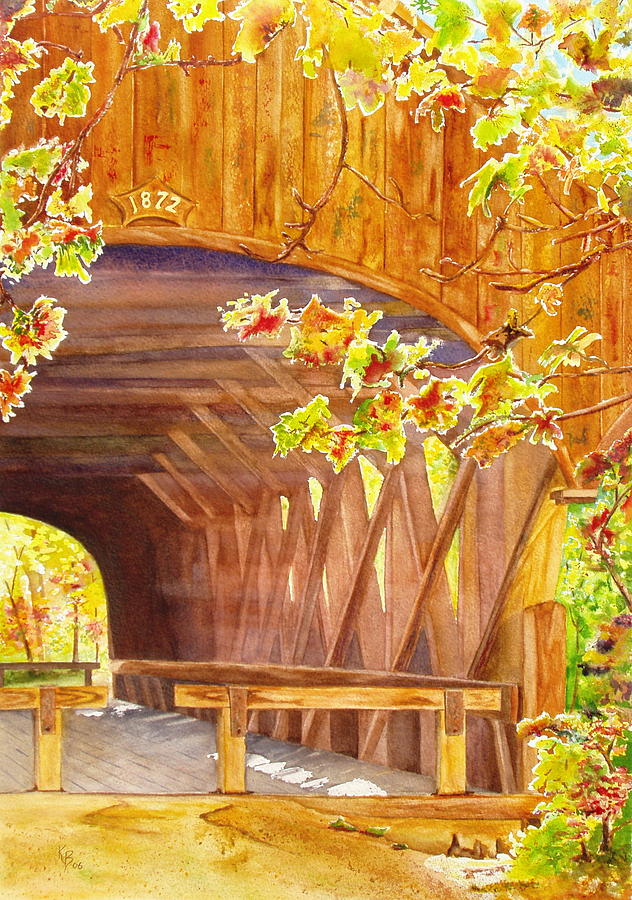 Sunday River Bridge Painting by Karen Fleschler