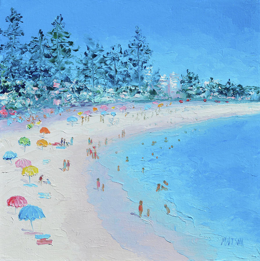 Sundays at Manly Beach Painting by Jan Matson