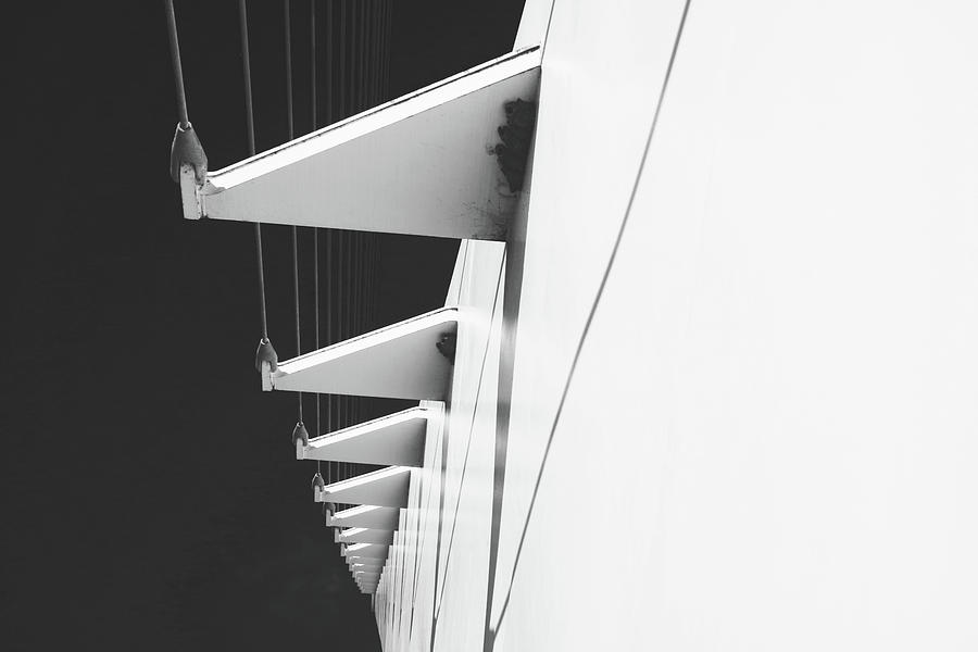 Sundial Bridge Redding C AA Close Up B and W Photograph by Joyce Dickens