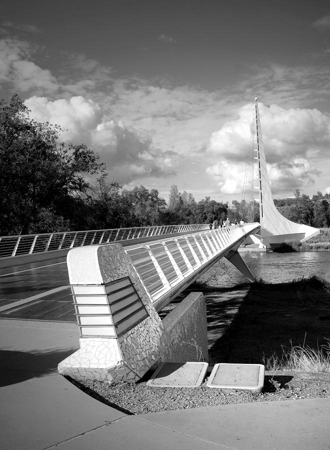 Sundial Bridge Redding CA 2017 B and W Photograph by Joyce Dickens