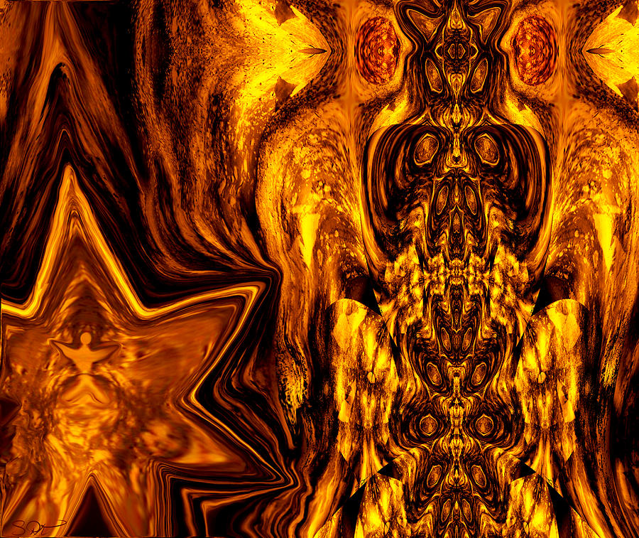 Abstract Digital Art - Sundial Owl Totem by Abstract Angel Artist Stephen K