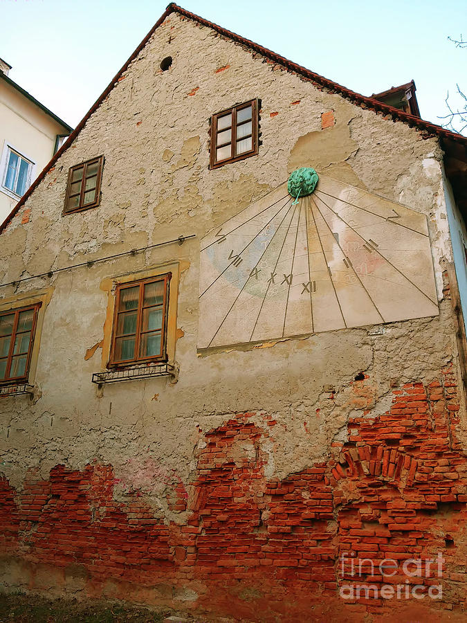 Architecture Photograph - Sundial, Zagreb by Jasna Dragun