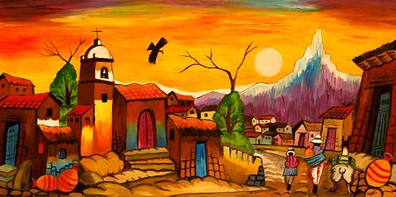 Condor Painting - Sundown - Andes by Gustavo Oliveira