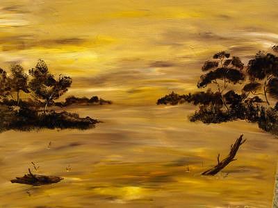 Sundown At The Swamp Painting by Gloria Sheffield Sundown At The Swamp Painting by Gloria Sheffield