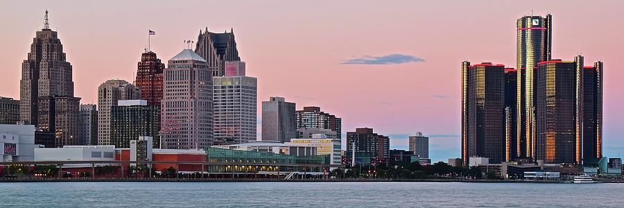Detroit Photograph - Sundown in the Motor City by Frozen in Time Fine Art Photography