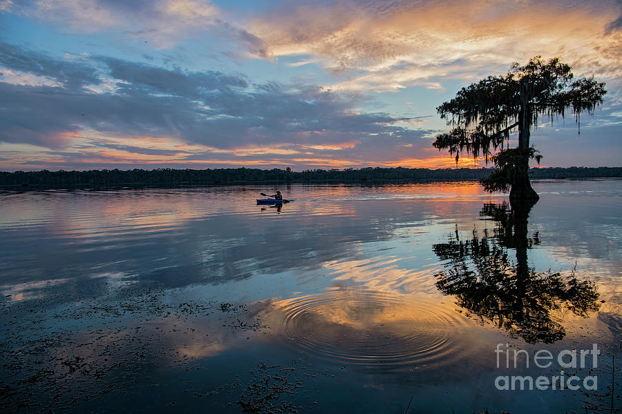 Sundown Kayaking at Lake Martin Louisiana Photograph by Bonnie Barry