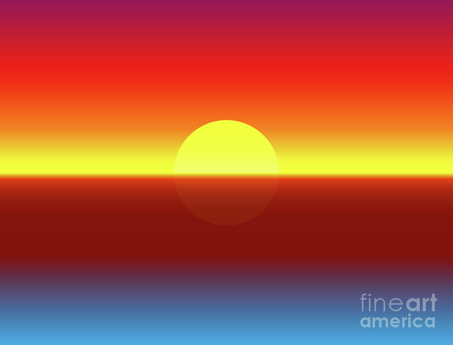 Sundown Ocean Gradient Background Illustration Digital Art By Peter Hermes Furian