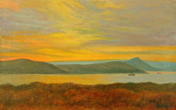 Sunset Painting - Sundown Over High Tor by Phyllis Tarlow
