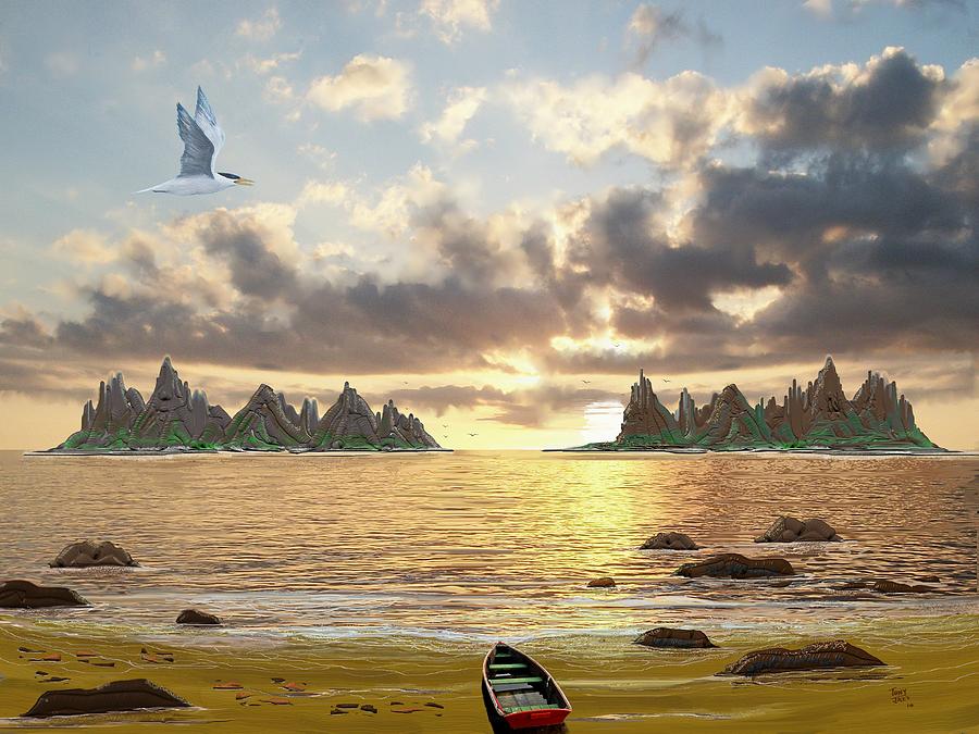 Sundown Seascape Digital Art by Tony Rodriguez