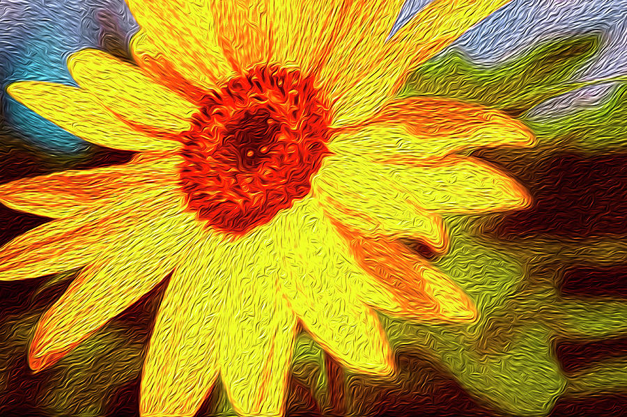 Sunflower abstract Digital Art by Les Cunliffe