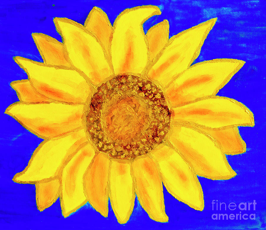 Sunflower, acrylic painting Painting by Irina Afonskaya